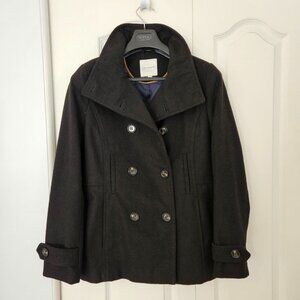 Thread & Supply Women's Wool Pea Coat - Black, Size L